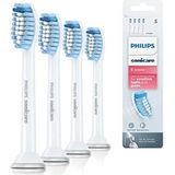 Philips Sonicare Opzetborstels Sensitive - 4 Stuks - Standaardformaat - Voor gevoelige tanden en tandvlees - Verwijdert tandplak voorzichtig - HX6054/07