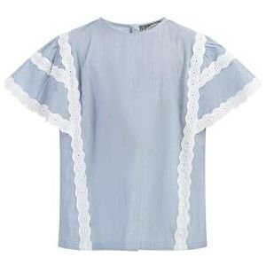 MIMO Blouseshirt voor meisjes, 32727400-MI01, lichtblauwe dunne strepen, 146, Lichtblauwe dunne strepen, 146 cm