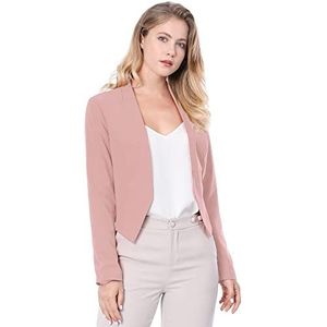 Allegra K dames Cropped Blazer officiële open voorkant kraagloze pak jas
