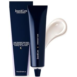 Jean & Len Nacht Handcrème Relax & Restore, voor droge en gestreste handen, met peptide & plantaardig collageen, veganistische handverzorging voor de nacht, zonder parabenen & siliconen, 75 ml