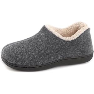 ULTRAIDEAS Gezellige pantoffels van imitatie-sherpa-fleece voor dames, met trekkoord, traagschuim gesloten achterkant, huisschoenen met antislip rubberen zool voor binnen en buiten, Grijs, 40.5 EU