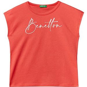United Colors of Benetton T-shirt voor meisjes en meisjes, koraalrood 01N, 130