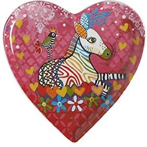 Maxwell & Williams Love Hearts Hartvormig Ontbijtbord met Zigzagmotief, Porseleinen Gebaksbordje in Geschenkverpakking, Roze, 15,5 Centimeter