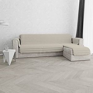 Italian Bed Linen Pinsonic Trend Gewatteerde bankovertrek, met omkeerbaar schiereiland, crèmekleurig, 190 cm