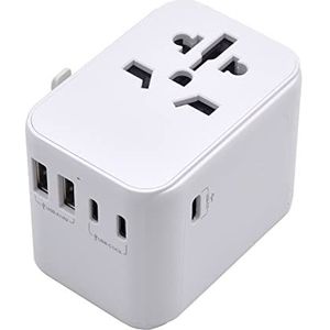 Welly Reisadapter wereldwijd, universele reisadapter, universele stekkeradapter met 2 USB en 3 Type-C-poorten, reisstekker voor Duitsland, Engeland, VS, Australië en meer dan 224 landen,