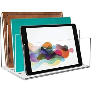 Tasybox Acryl File Sorter Organizer, Clear File Folder Houder 3 Sectie Desktop Organizers 9 ""x 6.5"" x 6.5