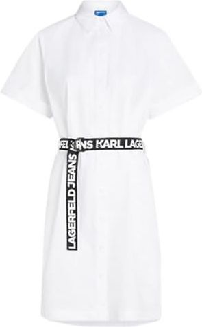 Karl Lagerfeld - A3W13030 - Popeline Jurk - Wit - Katoen - Korte Mouwen