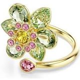 Idyllia - Ring - Goudkleurig - Kristallen - Groen Roze Geel