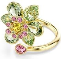 Idyllia - Ring - Goudkleurig - Kristallen - Groen Roze Geel