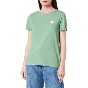 Bestseller A/S Onlkita S/S Logo Top Noos T-shirt voor dames, Stone Green/Print: Silver Glitter Heart, S