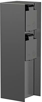 ledscom.de Tuincontactdoos POMI voor buiten, IP44, 2-voudig, roestvrij staal, antraciet, hoekig, 23 cm