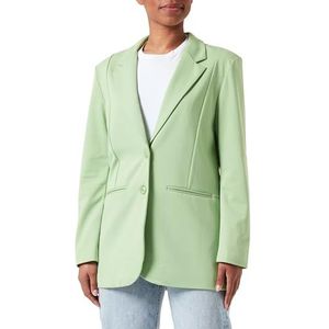 ICHI IHKATE SUS oversized BL damesblazer, lange blazer met knopen, stretch en reverskraag, 156428/Green Tea, M