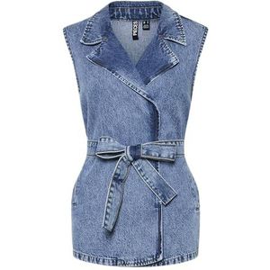 PIECES Pcsabine Long Denim Vest, blauw (medium blue denim), S
