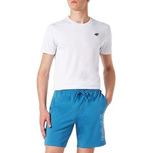 Boss Pyjama shorts voor heren van rekbaar katoen met logo print, Medium Blauw 420, XS