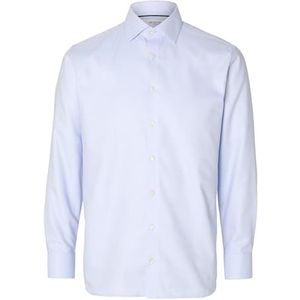 SELETED HOMME Heren Slhregduke-Non Iron Shirt Ls Noos Shirt, Lichtblauw/detail: structuur, S