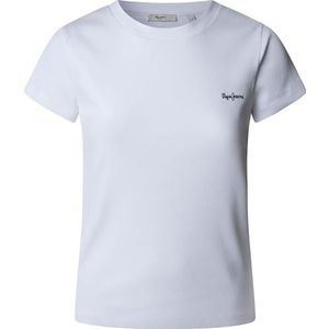 Pepe Jeansvoor vrouwen. PL506037 Merida T-shirt wit (M), Casual, Katoen, Korte mouwen