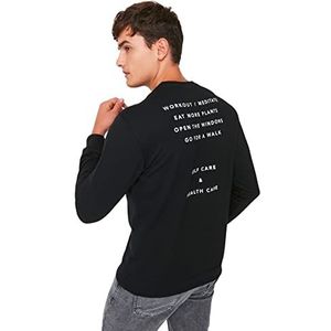 TRENDYOL MAN Sweatshirt - Zwart - Regular M Zwart, Zwart, M