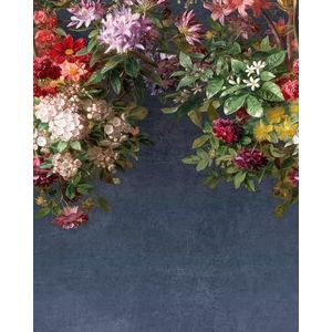 Rasch Behang 360998 - Fotobehang op vlies met bloemen en bladeren in blauw, rood, groen en crème uit de collectie Magicwalls - 2,65 m x 2,12 m (L x B)