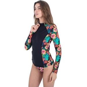 Hurley Lycra Dames Lange Mouwen - Fiji Fantasy Zip Voorzijde Zwart, Zwart, XS