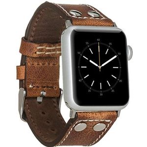 Burkley Lederen armband voor Apple Watch in 38/40mm en 42/44mm vintage horlogebandje, wisselarmband, reservearmband, compatibel met alle Apple Watch, handgemaakt (42/44mm, bruin - BA5)