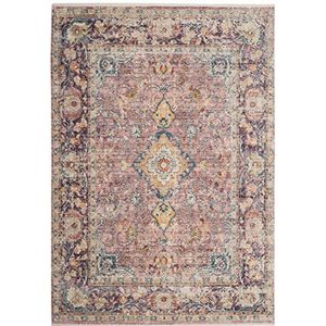 SAFAVIEH Traditioneel tapijt voor woonkamer, eetkamer, slaapkamer - Illusion Collection, laagpolig, paars en multi, 91 x 152 cm