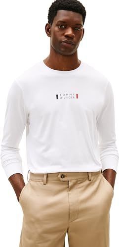 Tommy Hilfiger Brand Love Ls Tee Mw0mw41454 T-shirt L/S, wit (wit), XS heren, Wit (wit), XS