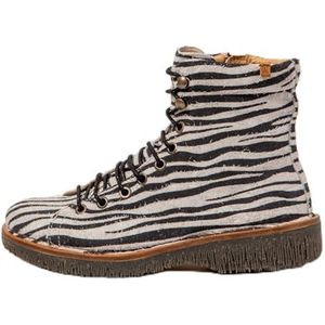 El Naturalista - Wulf - Leren Enkellaarsjes - Dierenprint - Plat - Ritssluiting