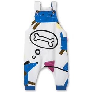 Sanetta Tuinbroek voor jongens, overall, biologisch katoen, wit pebble, 68 cm