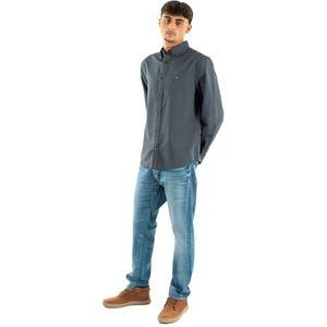 Tommy Jeans Heren TJM REG Oxford Shirt EXT DM0DM22836 L/S shirt, blauw (Dark Night Navy), M, Blauw (Donker Nacht Marine), M