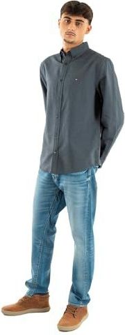 Tommy Jeans Heren TJM REG Oxford Shirt EXT DM0DM22836 L/S shirt, blauw (Dark Night Navy), M, Blauw (Donker Nacht Marine), M