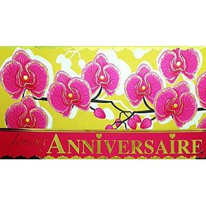 Panoramakaart""Joyeux Anniversaire"" verguld glanzend - bloemen orchideeën roze voor meisjes dames