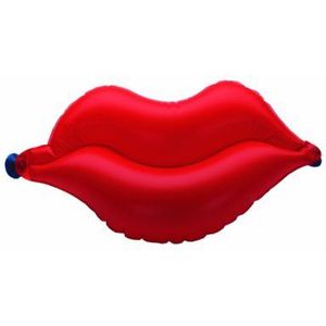 Dr. Winkler 431 badkussen opblaasbaar in de vorm van een lip met 2 zuignappen, rood