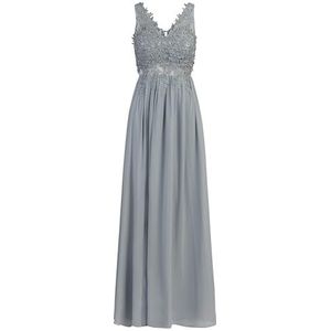 Apart avondjurk van hoogwaardig polyester materiaal met V-hals, blauw (rook), 42