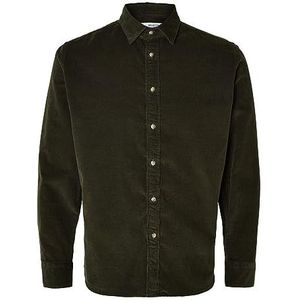 SELECTED HOMME heren overhemd cord, Forest Night, L