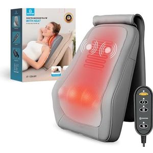 COMFIER - Shiatsu Massageapparaat - Grijs - Nekmassageapparaat met Warmte - 4D Kneedrugmassageapparaat