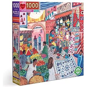eeBoo 1000 stukjes gerecycled karton voor volwassenen, puzzel over de stad Marrakesh, PZTMRH, meerkleurig