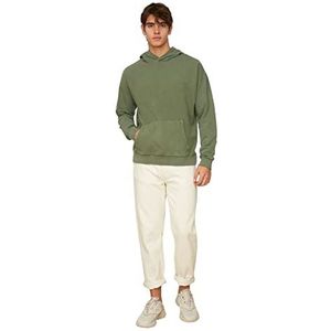 Trendyol Heren capuchon effen oversized sweatshirt, kaki, XL, kaki, XL