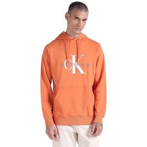 Calvin Klein Jeans Seizoensgebonden Monologo Regular Hoodie voor heren, Oranje (verbrande klei), M