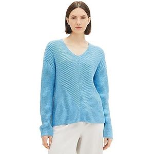 TOM TAILOR Basic damestrui met V-hals, 12391 - Clear Light Blue Melange, S