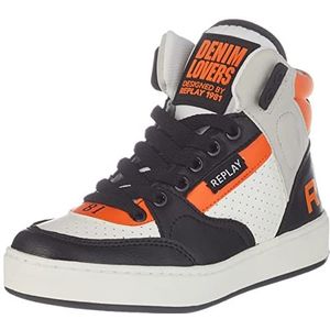 REPLAY Cobra MID Boy Sneaker, 1058 Black Orange White, 31 EU