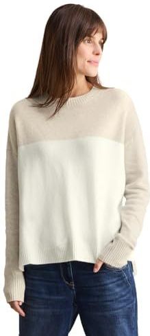 Cecil - Gebreide Trui - Desert Beige Melange - Met Colourblocking
