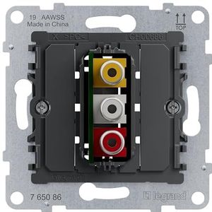 LEGRAND, SEANO RCA RCA-aansluitdoos, inzet, 3-voudig, schroefklemaansluiting: 0,5 mm², 765086