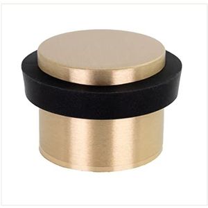 EVI Herrajes, Deurstopper zelfklevend met schroefdraad, messing mat, zwart rubber, Ref. I-191/24 x 19-DUAL-LMT