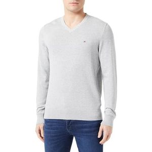 Tommy Hilfiger Heren Klassiek Katoen V-hals Lichtgrijs Heather XS, lichtgrijs Hei, XS