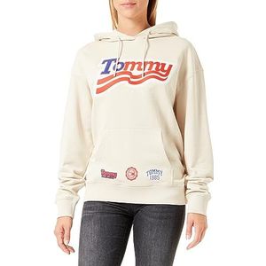 Tommy Jeans Hoodies voor dames, Beige (Kranten), XXS