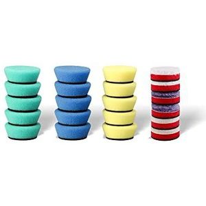 SPTA Mini Auto Polijstset, 21stuks 40mm Polijstspons, Polijstsponzen Set Sponsset met Polijstpad, Wol Polijstschijven, Microvezelspons voor Polijstmachines, Gedetailleerd Polijsten, Reinigen, Waxen