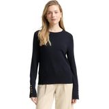 Tom Tailor - Pullovers - Sky captain blue - Trui met Ronde Hals en Knoop-details