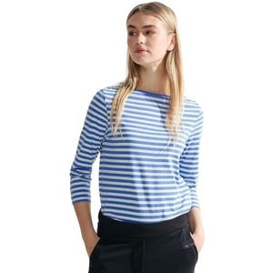 Cecil Basic katoenen shirt voor dames, boothals, zeeblauw, XS