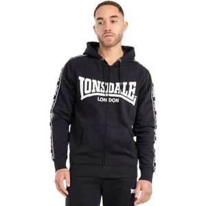 Lonsdale BIGTON Sweatshirt met capuchon voor heren, met ritssluiting, normale pasvorm, zwart/wit, L