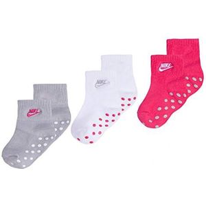 Nike 6 paar enkelsokken voor jongens, roze/wit/grijs, 6-12 Maanden